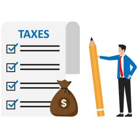 Businessman is paying taxes  Illustration