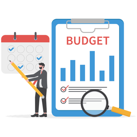 Businessman is planning budget  Illustration