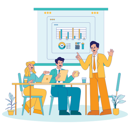 Businessman is planning strategies on dartboard  Illustration