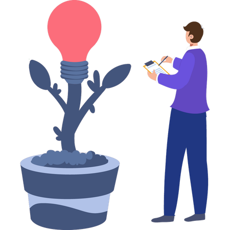 Businessman is planting idea tree  Illustration