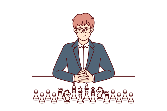 Businessman is playing chess  Illustration