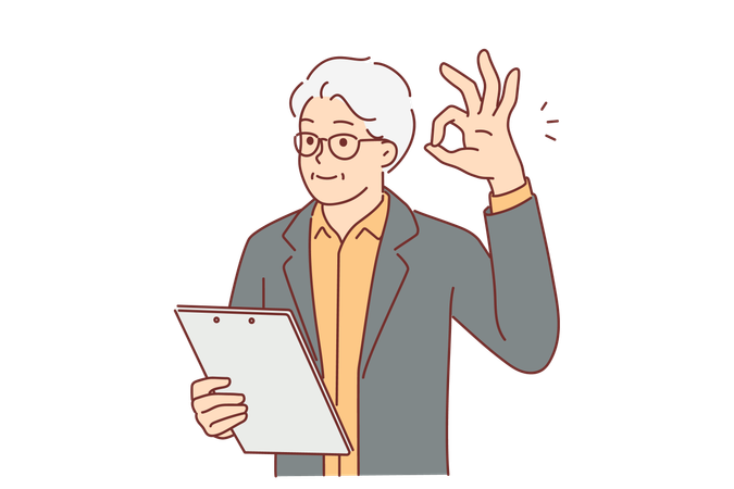 Businessman is praising employees on their work  Illustration