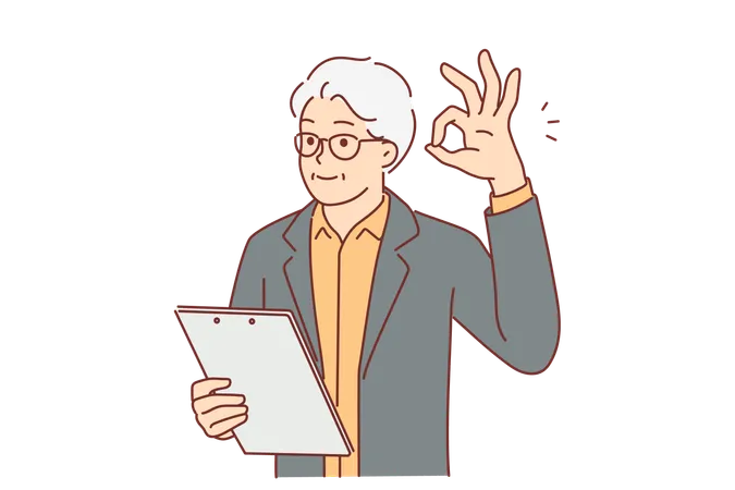 Businessman is praising employees on their work  Illustration