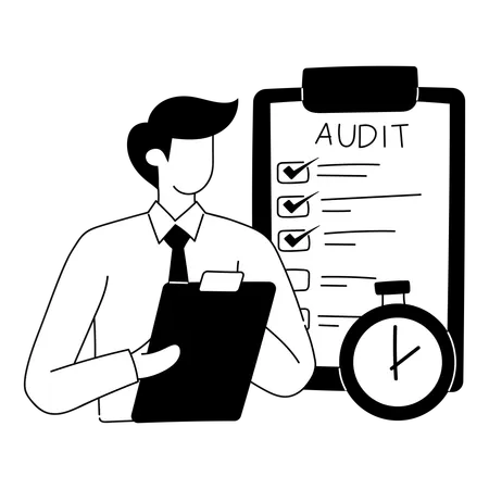 Businessman is preparing audit statement  Illustration