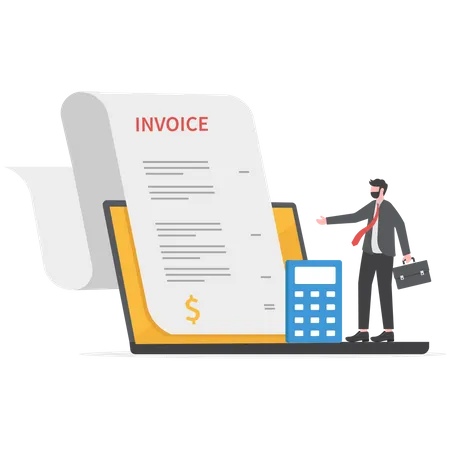 Businessman is preparing payment invoice online  イラスト