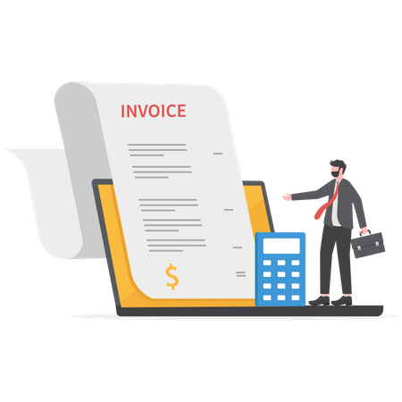 Businessman is preparing payment invoice online  Illustration