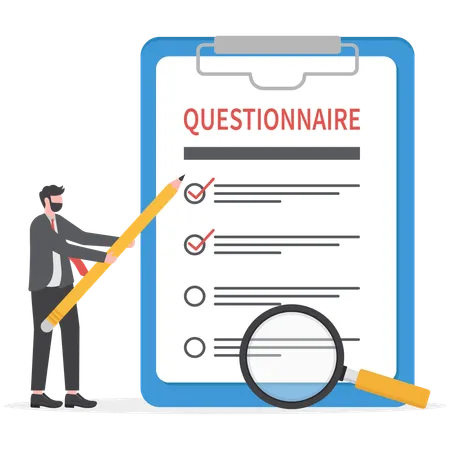 Businessman Is Preparing Questionnaire For Employees Illustration