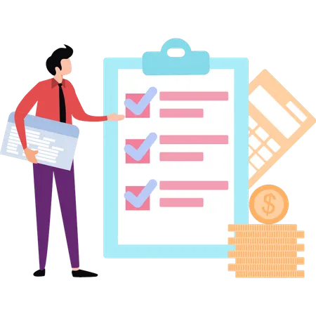 Businessman is preparing to do list  Illustration