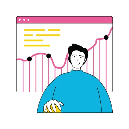 Businessman is presenting business chart  Illustration