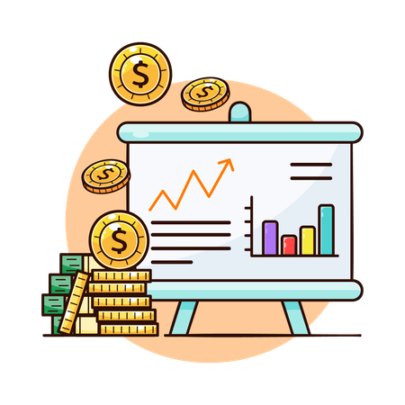 Businessman is presenting data analytics  Illustration