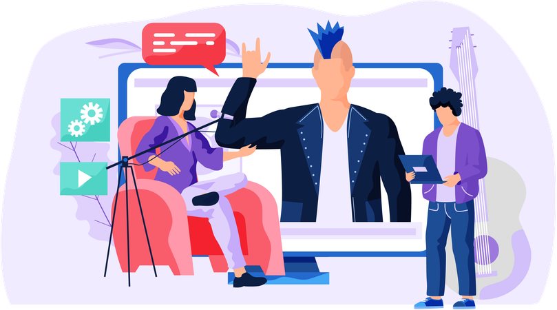 Businessman is pressing play button  Illustration