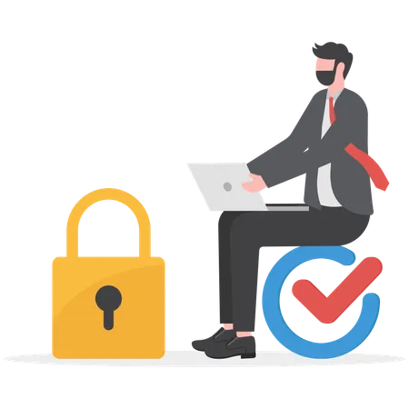 Businessman Is Protecting His Data Illustration