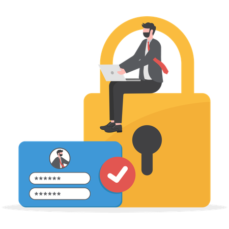 Businessman is protecting his data  Illustration