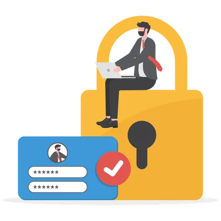 Businessman Is Protecting His Data Illustration