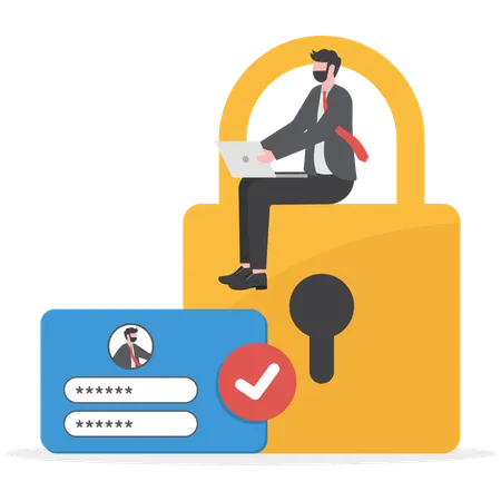 Businessman is protecting his data  Illustration