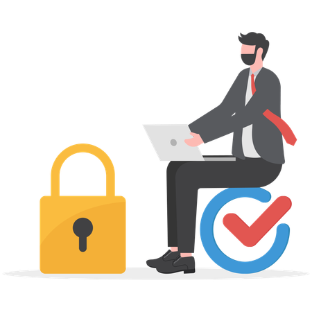 Businessman is protecting his data  Illustration