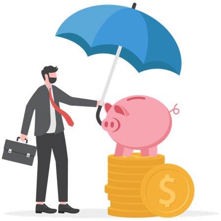 Businessman is protecting his finances  Illustration