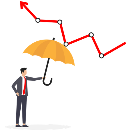 Businessman is protecting his financial growth  Illustration