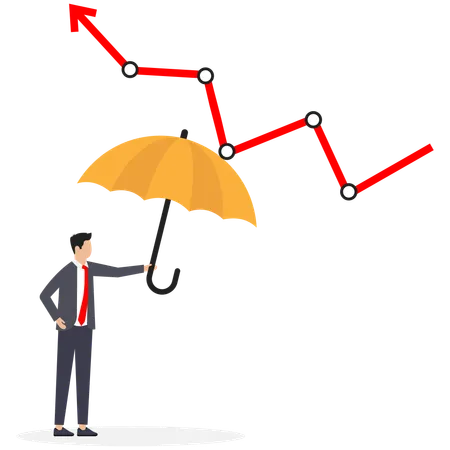 Businessman is protecting his financial growth  Illustration