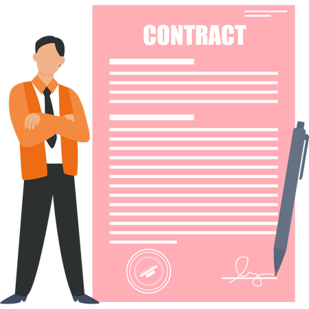 Businessman is reading contract papers  Illustration