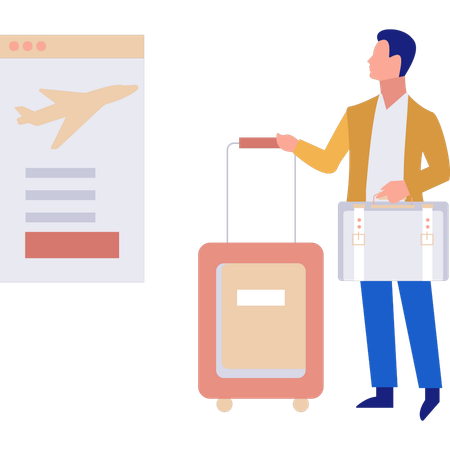 Businessman is ready for flight travel  Illustration