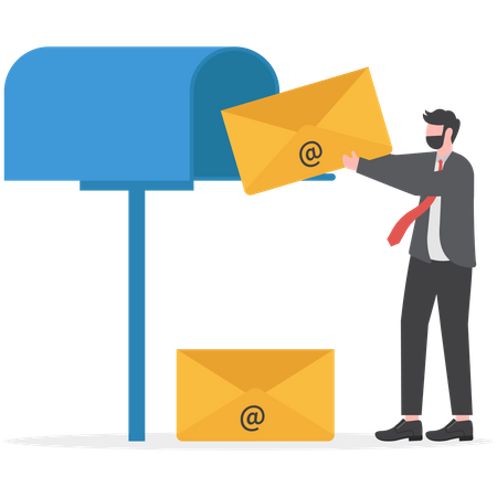 Businessman is receiving and sending emails  Illustration