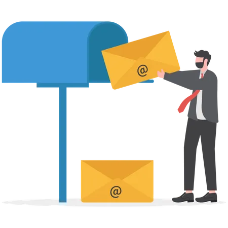 Businessman Is Receiving And Sending Emails Illustration