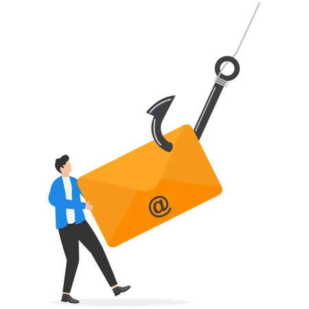 Businessman is receiving spam mails and phishing mails  Illustration