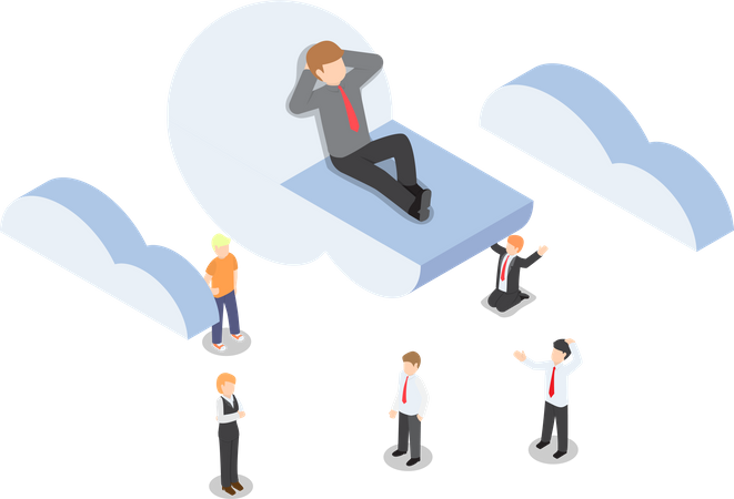 Businessman is relaxing while lying on a cloud Illustration
