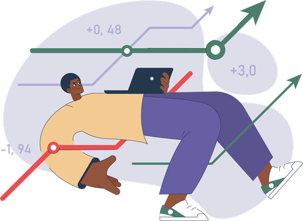 Businessman is reviewing business graphs  Illustration