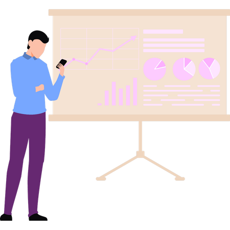 Businessman is reviewing market data  Illustration