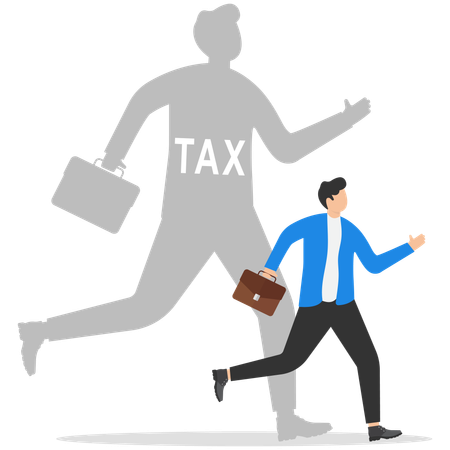 Businessman is running away from tax expense  Illustration