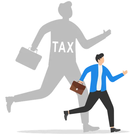 Businessman Is Running Away From Tax Expense Illustration