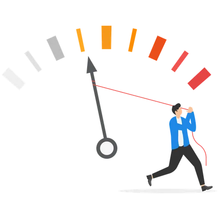 Businessman is running out of time to complete task  Illustration