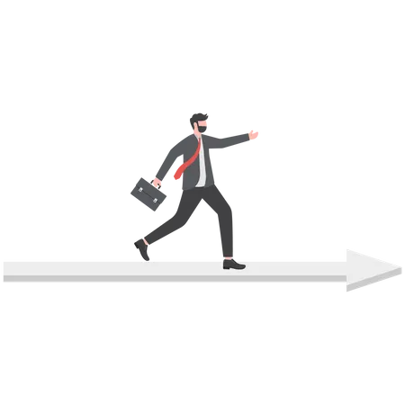 Businessman Running To Direction Leadership Illustration