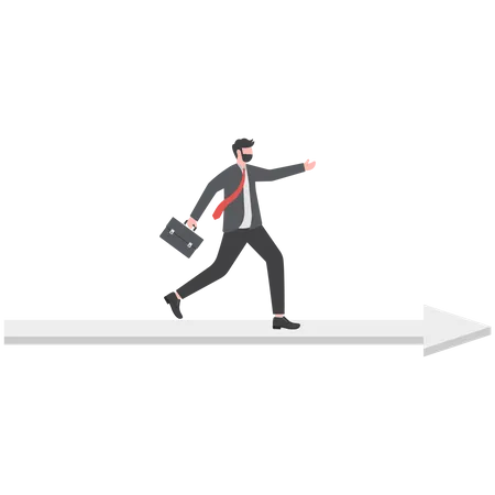 Businessman is running towards business goals  Illustration