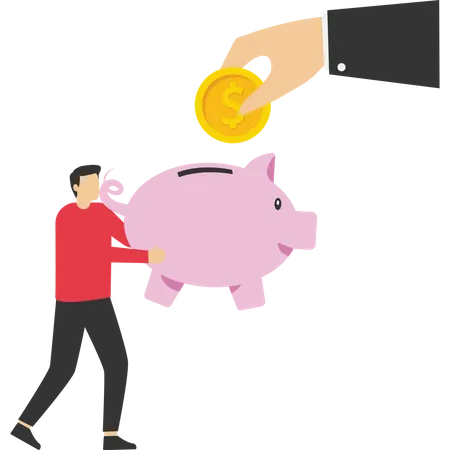 Businessman is saving his money in piggy bank  Illustration