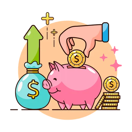 Businessman is saving his money in piggy bank  Illustration