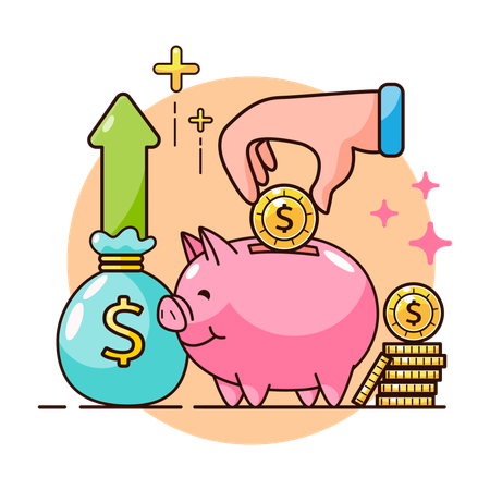 Businessman is saving his money in piggy bank  Illustration