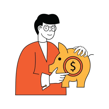 Businessman is saving money  Illustration