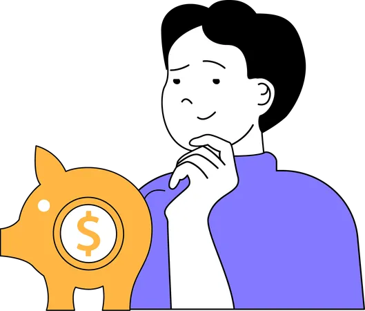 Businessman is saving money in piggy bank  Illustration