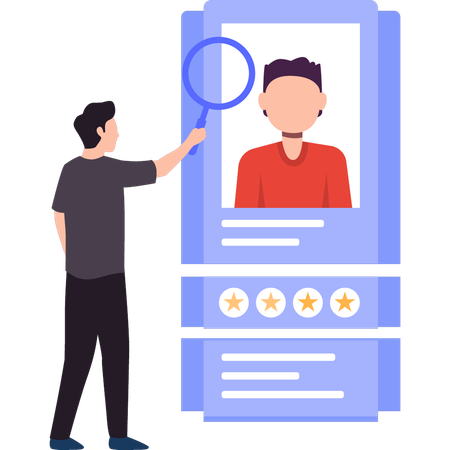 Businessman is searching for right candidate  Illustration