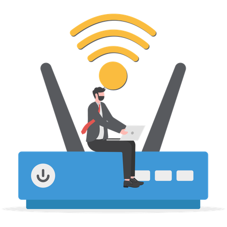 Businessman is searching for wifi network  Illustration