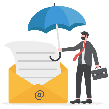 Businessman is securing all his email messages  Illustration
