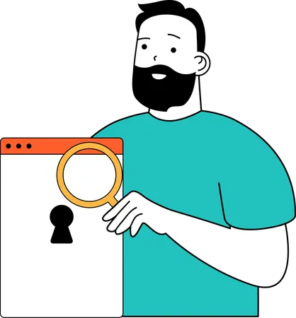 Businessman is securing data  Illustration