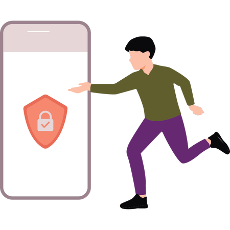 Businessman is securing mobile data  Illustration