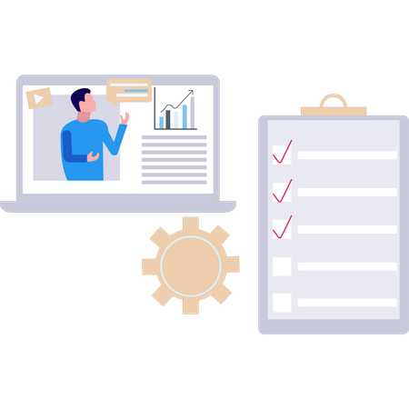 Businessman is seeing business graphs  Illustration