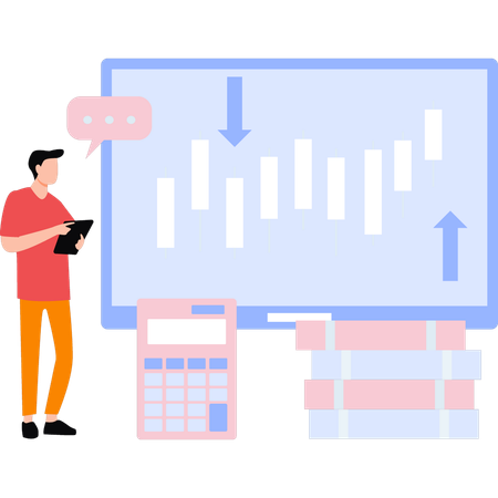 Businessman is seeing instability in market  Illustration