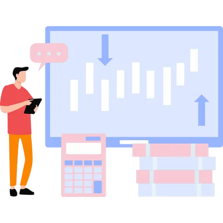 Businessman is seeing instability in market  Illustration