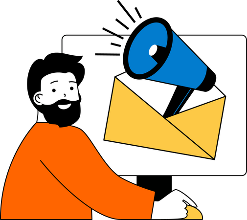 Businessman is sending marketing mails  Illustration
